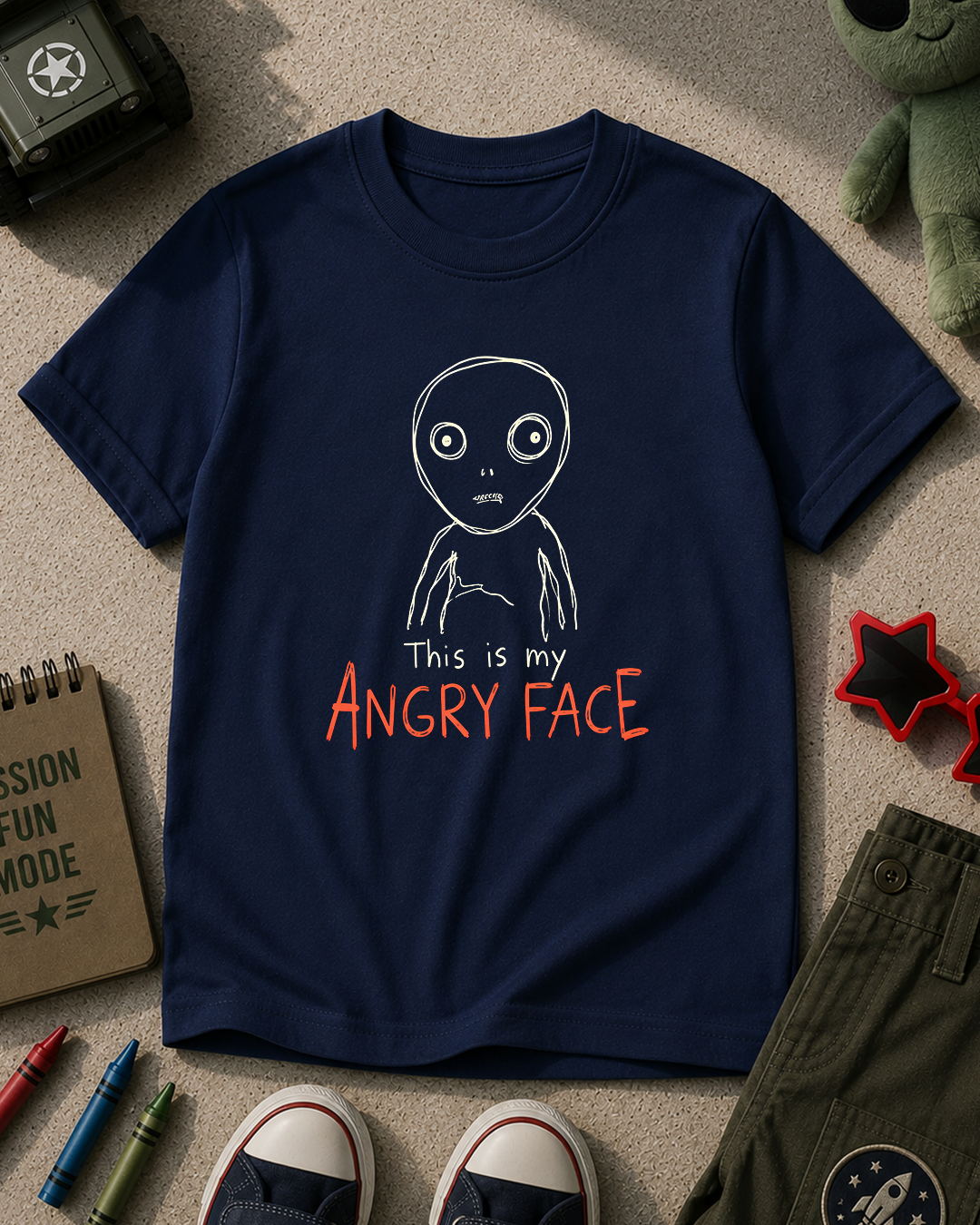 Alien Angry Face - Kids T-shirt Printify