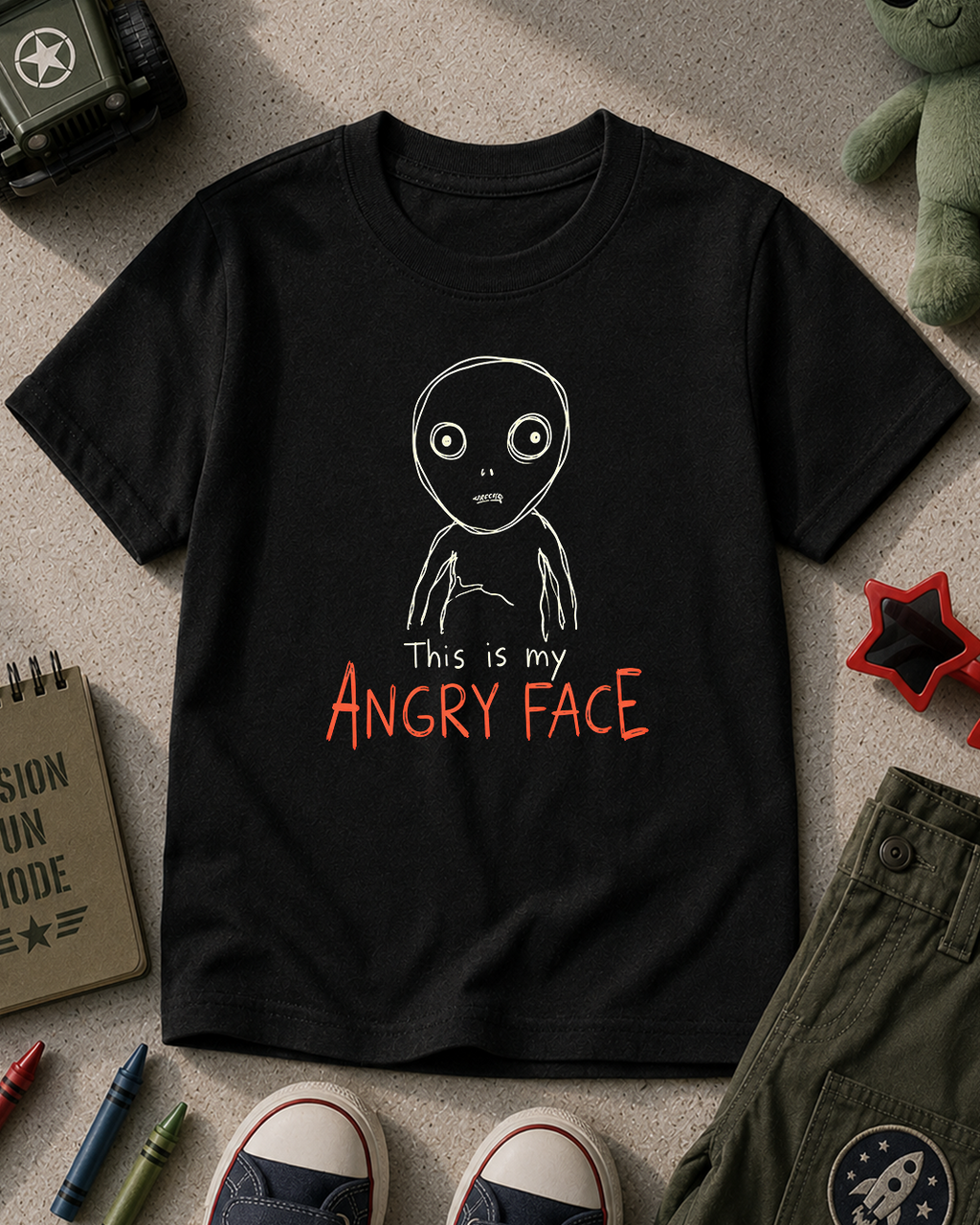 Alien Angry Face - Kids T-shirt Printify