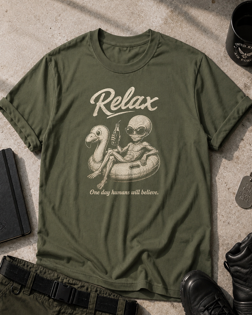Relax Vintage Retro Alien Graphic T-Shirt Printify