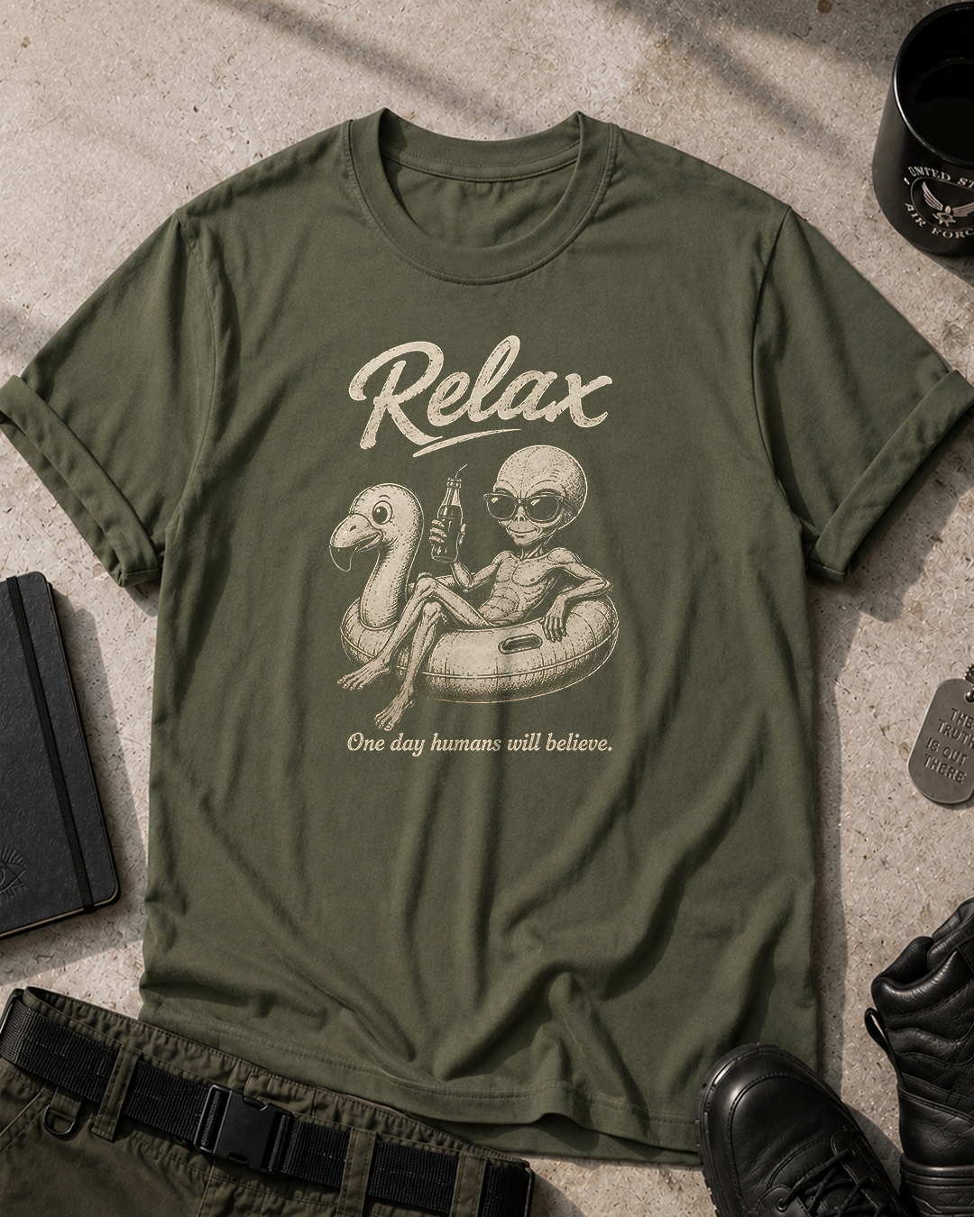 Relax Vintage Retro Alien Graphic T-Shirt Printify