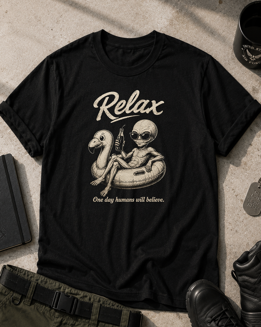 Relax Vintage Retro Alien Graphic T-Shirt Printify
