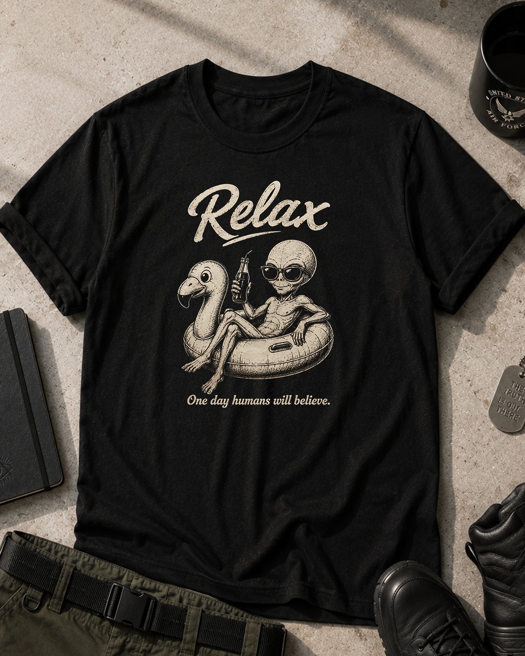 Relax Vintage Retro Alien Graphic T-Shirt Printify