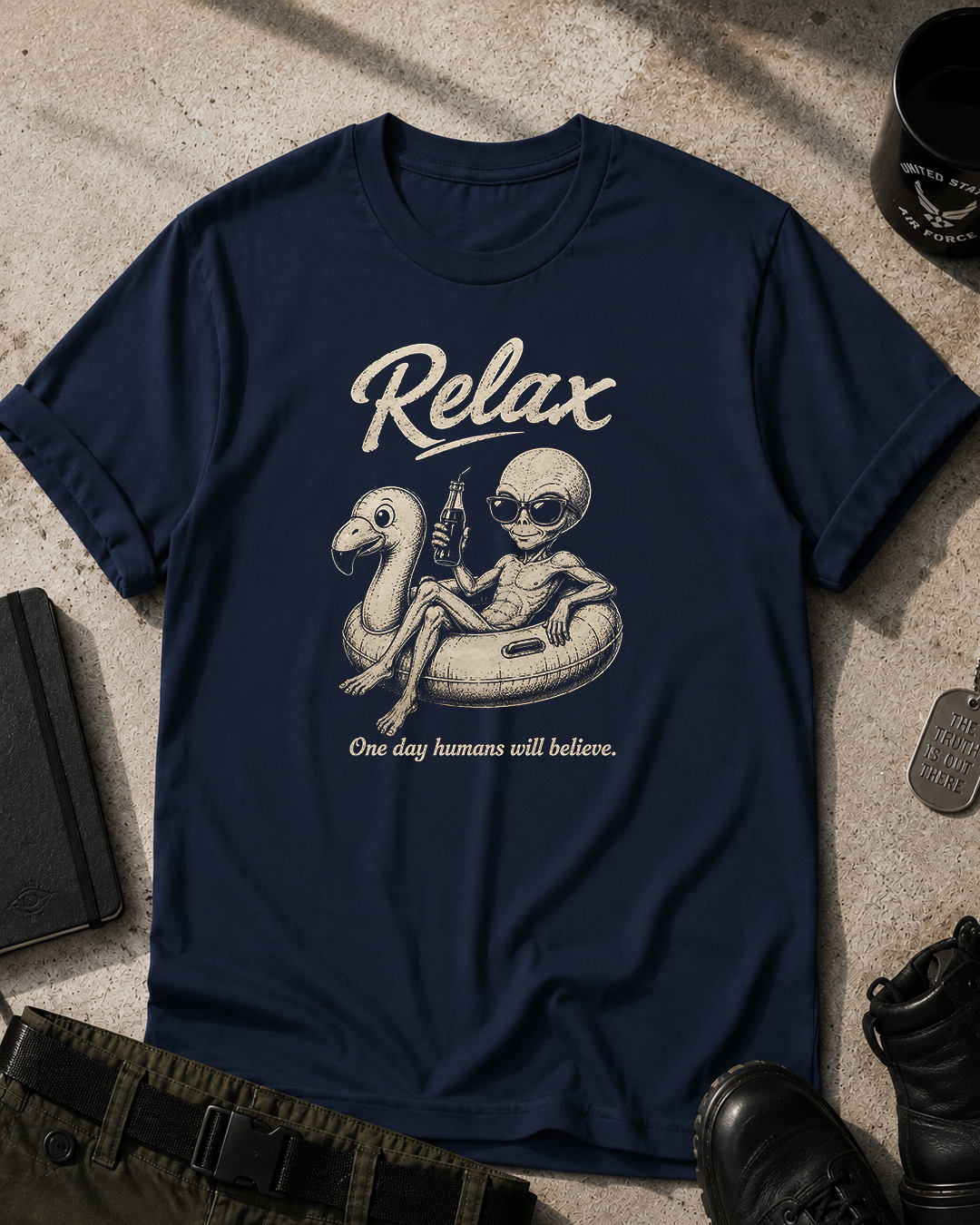 Relax Vintage Retro Alien Graphic T-Shirt Printify