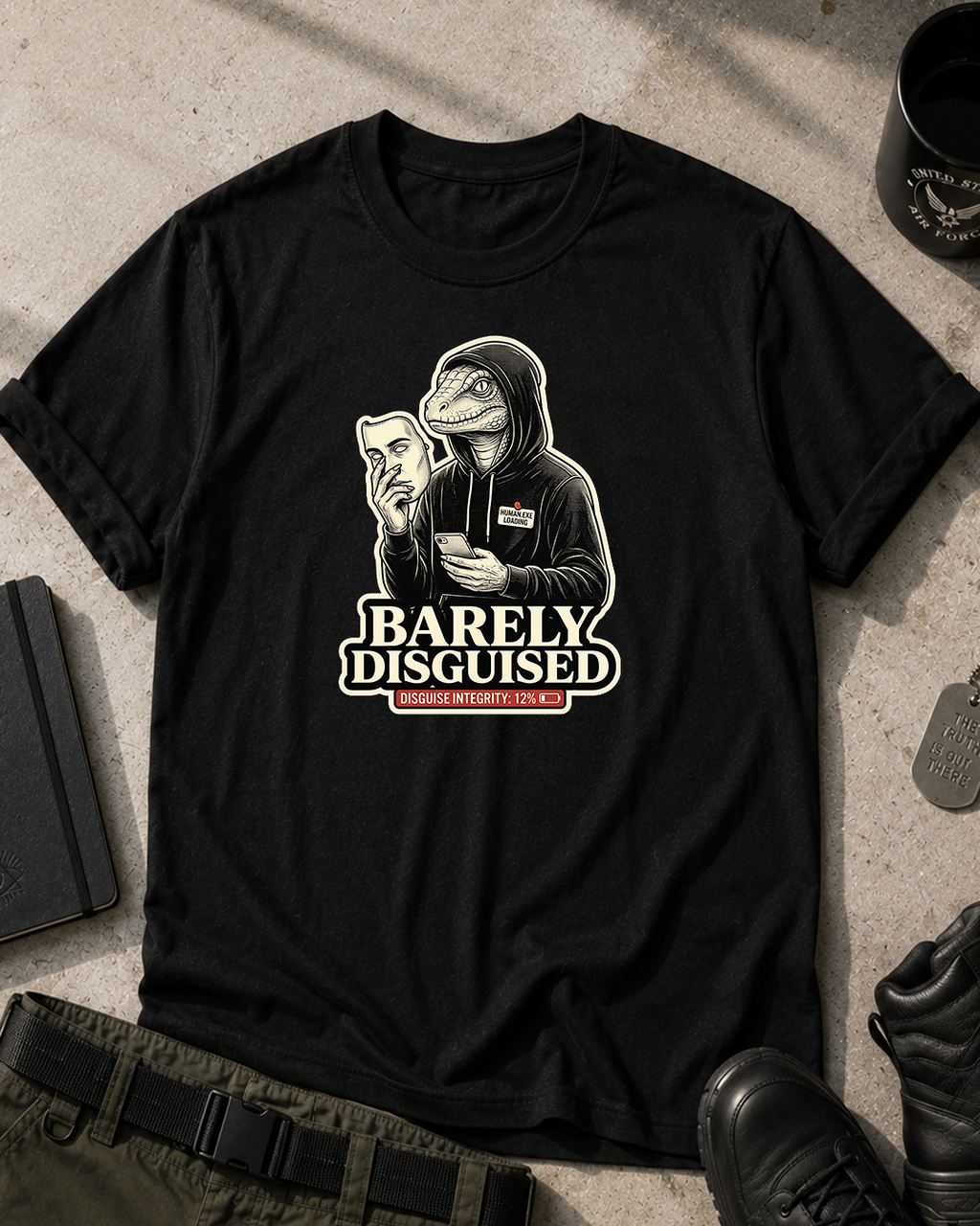 Reptile in Hoodie Barely Disguised T-Shirt Printify