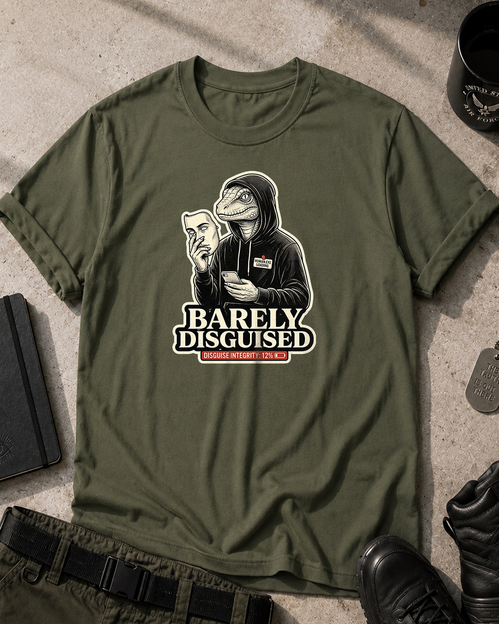 Reptile in Hoodie Barely Disguised T-Shirt Printify