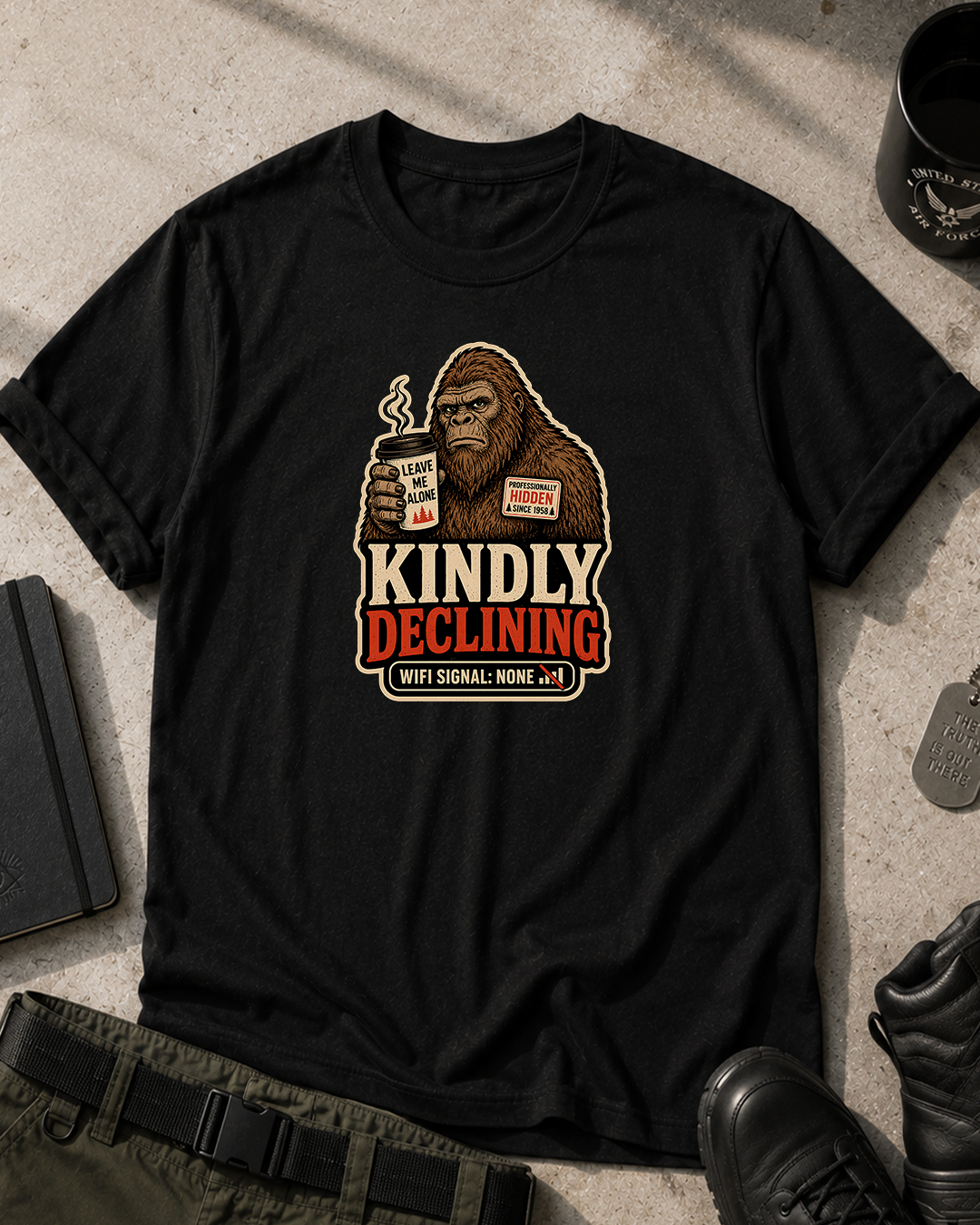 Sasquatch Kindly Declining Coffee Mug T‑Shirt Printify