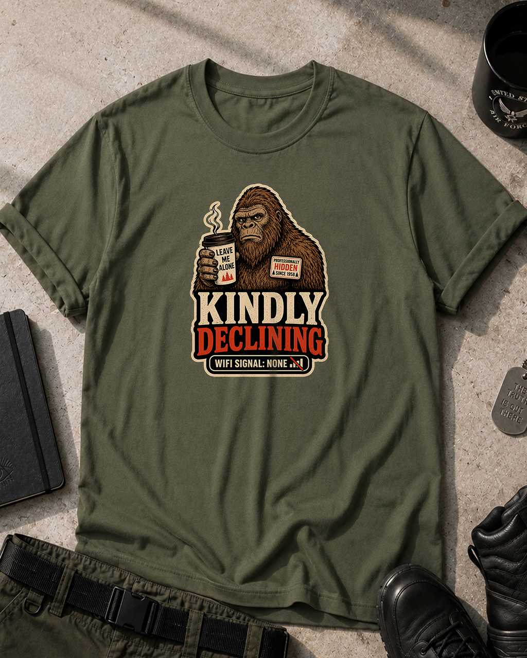 Sasquatch Kindly Declining Coffee Mug T‑Shirt Printify