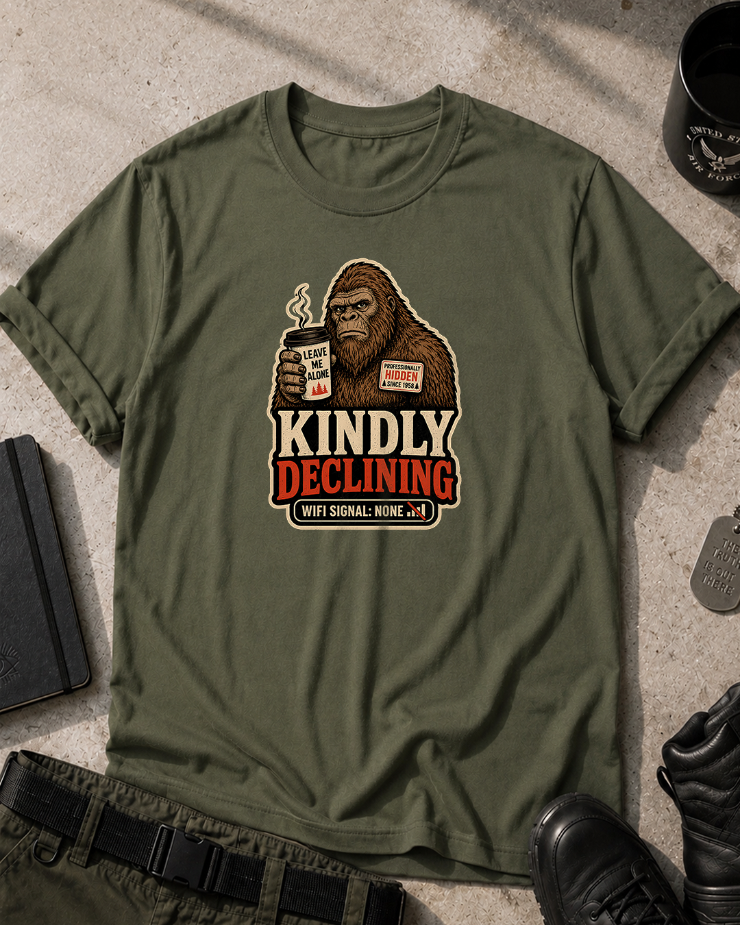 Sasquatch Kindly Declining Coffee Mug T‑Shirt Printify