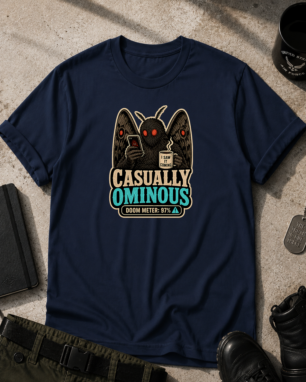 Casually Ominous Mothman T-Shirt — 'I Saw It Coming' Graphic Tee Printify