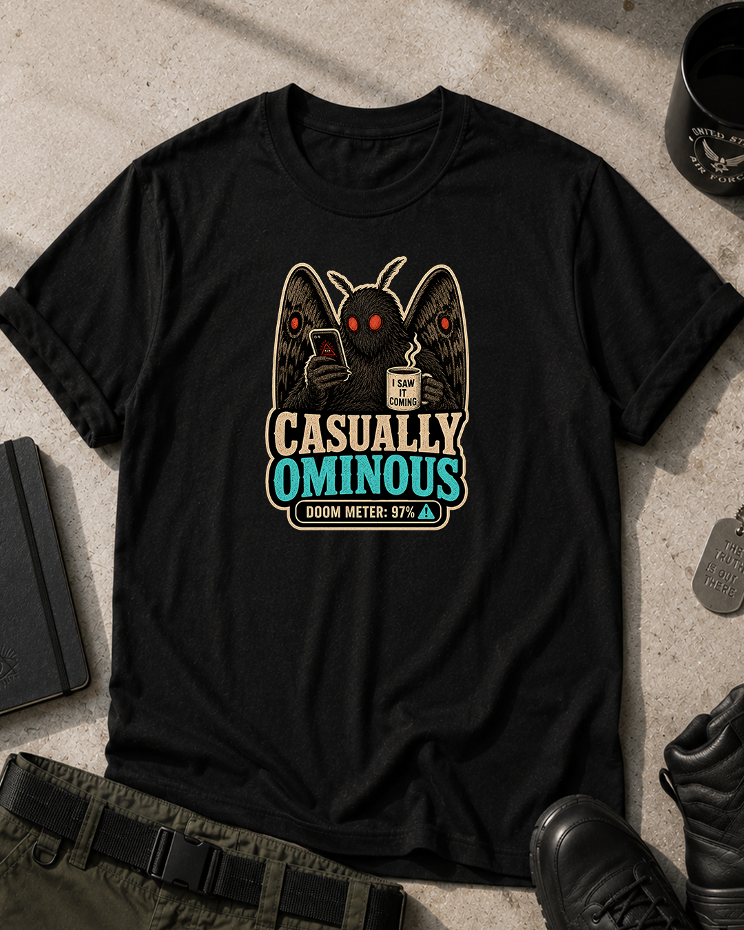 Casually Ominous Mothman T-Shirt — 'I Saw It Coming' Graphic Tee Printify