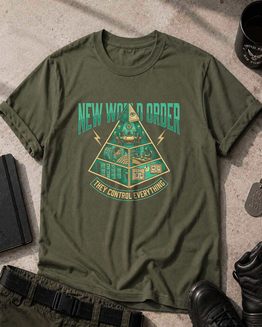 New World Order Pyramid T-Shirt Printify