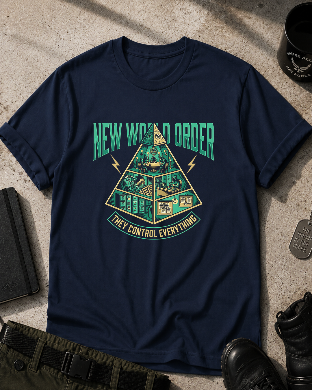 New World Order Pyramid T-Shirt Printify
