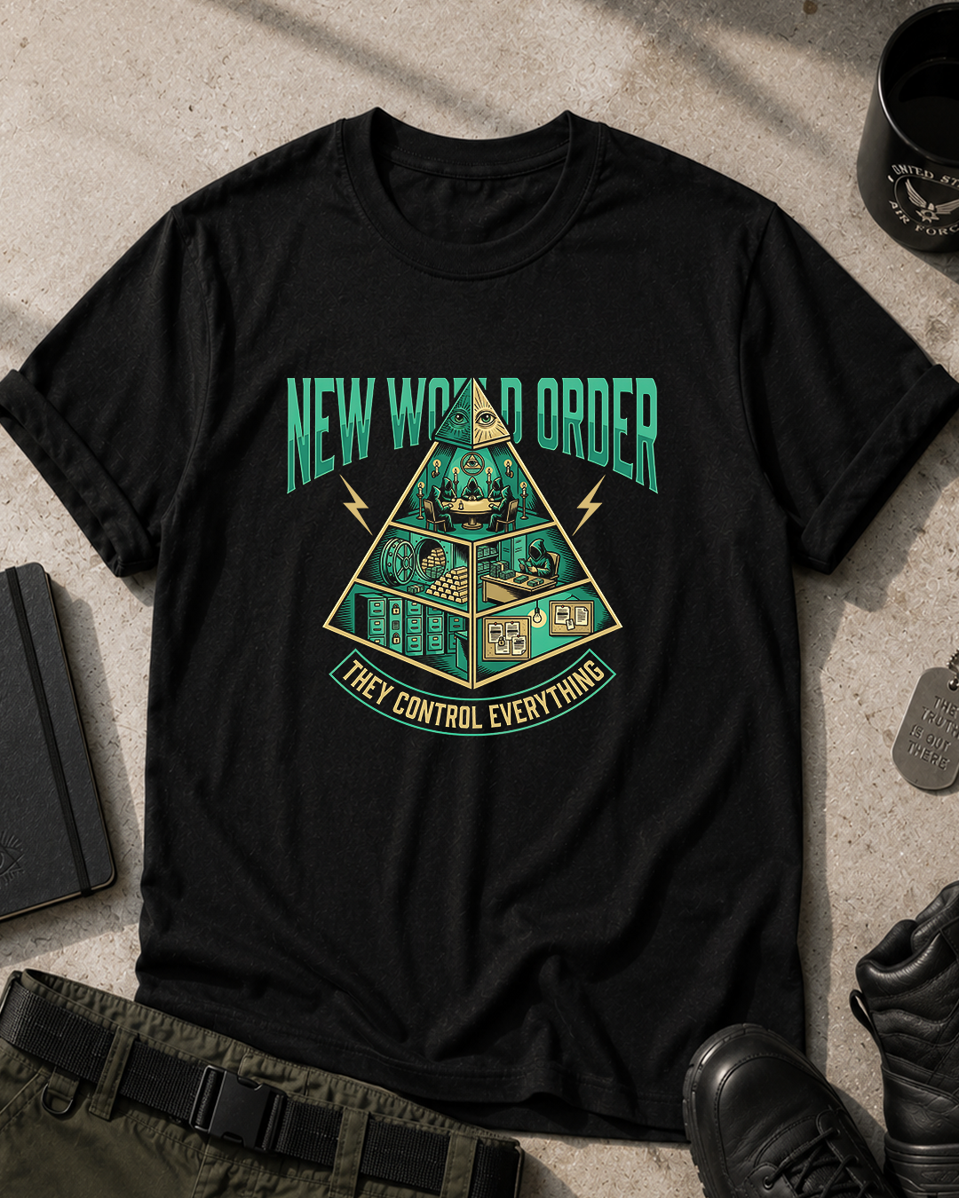 New World Order Pyramid T-Shirt Printify
