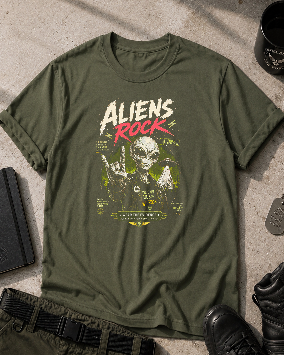 Aliens Rock T-Shirt Printify