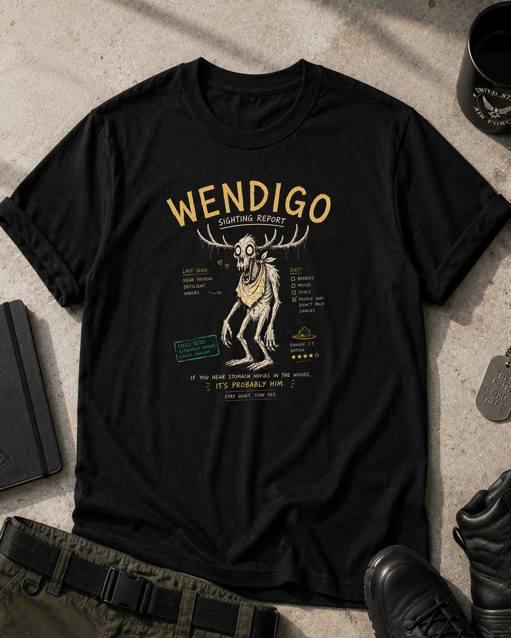 Wendigo Sighting Report T-Shirt Printify