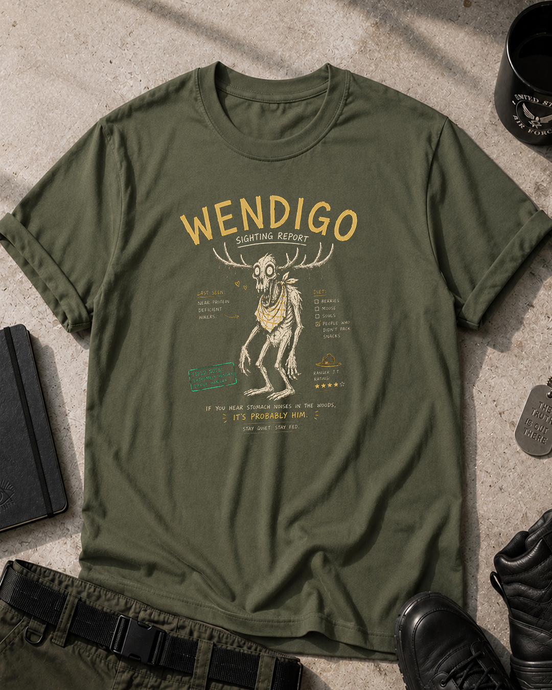 Wendigo Sighting Report T-Shirt Printify