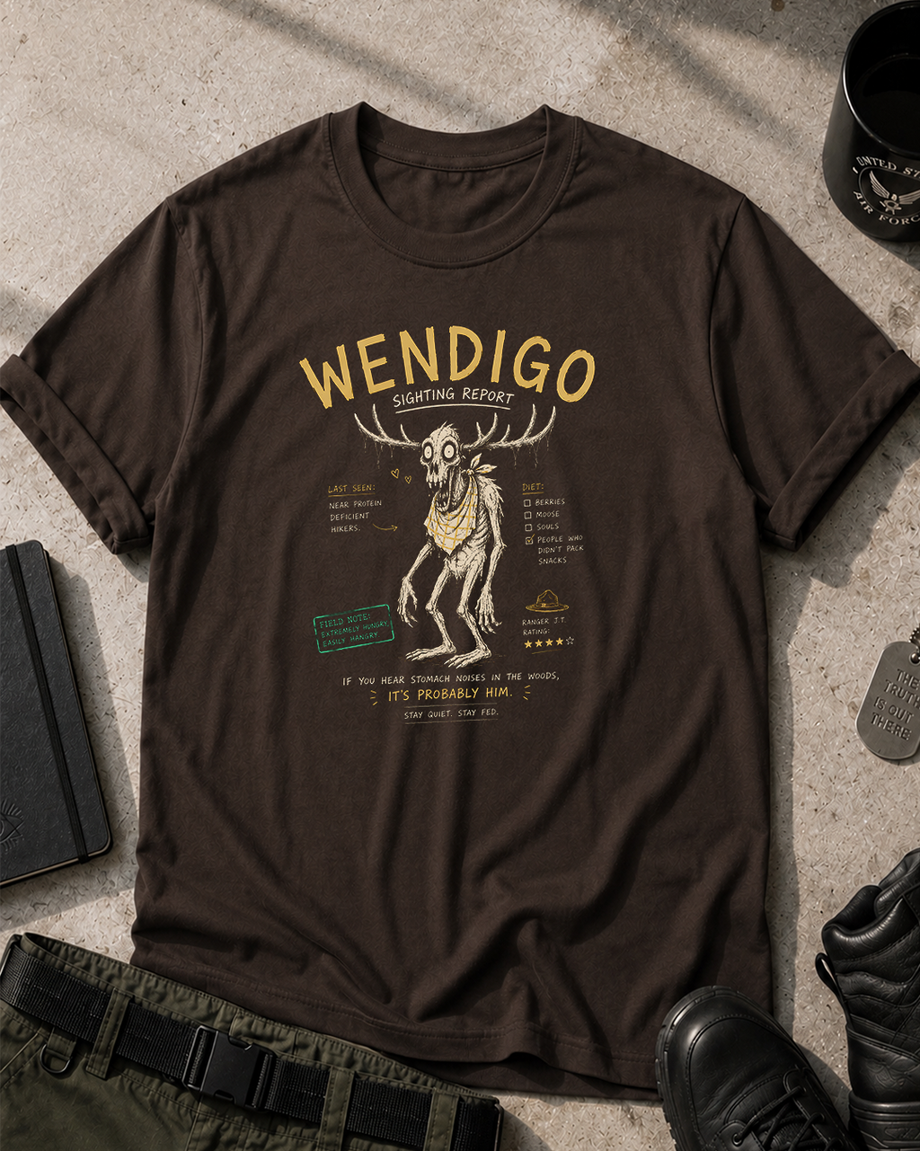 Wendigo Sighting Report T-Shirt Printify