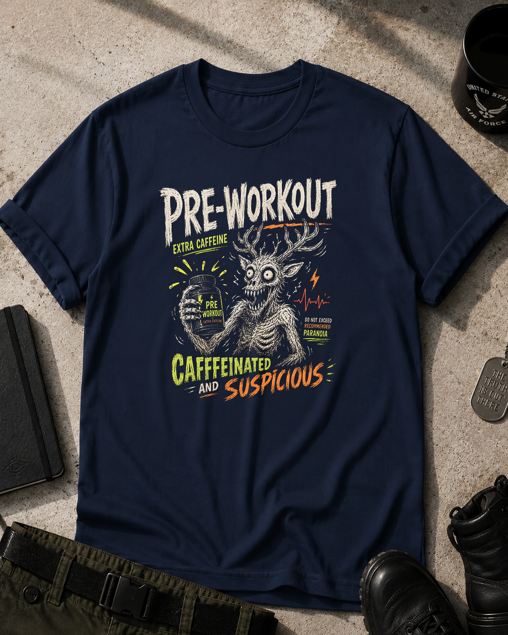 Pre-Workout Caffeinated Wendigo T-Shirt Printify