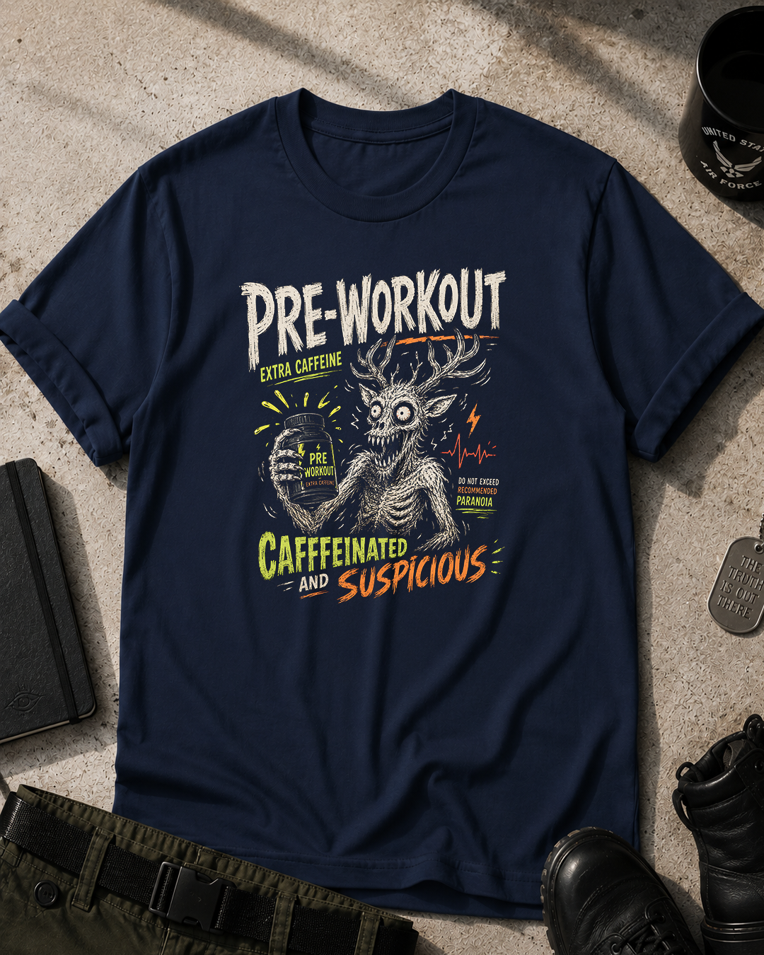 Pre-Workout Caffeinated Wendigo T-Shirt Printify
