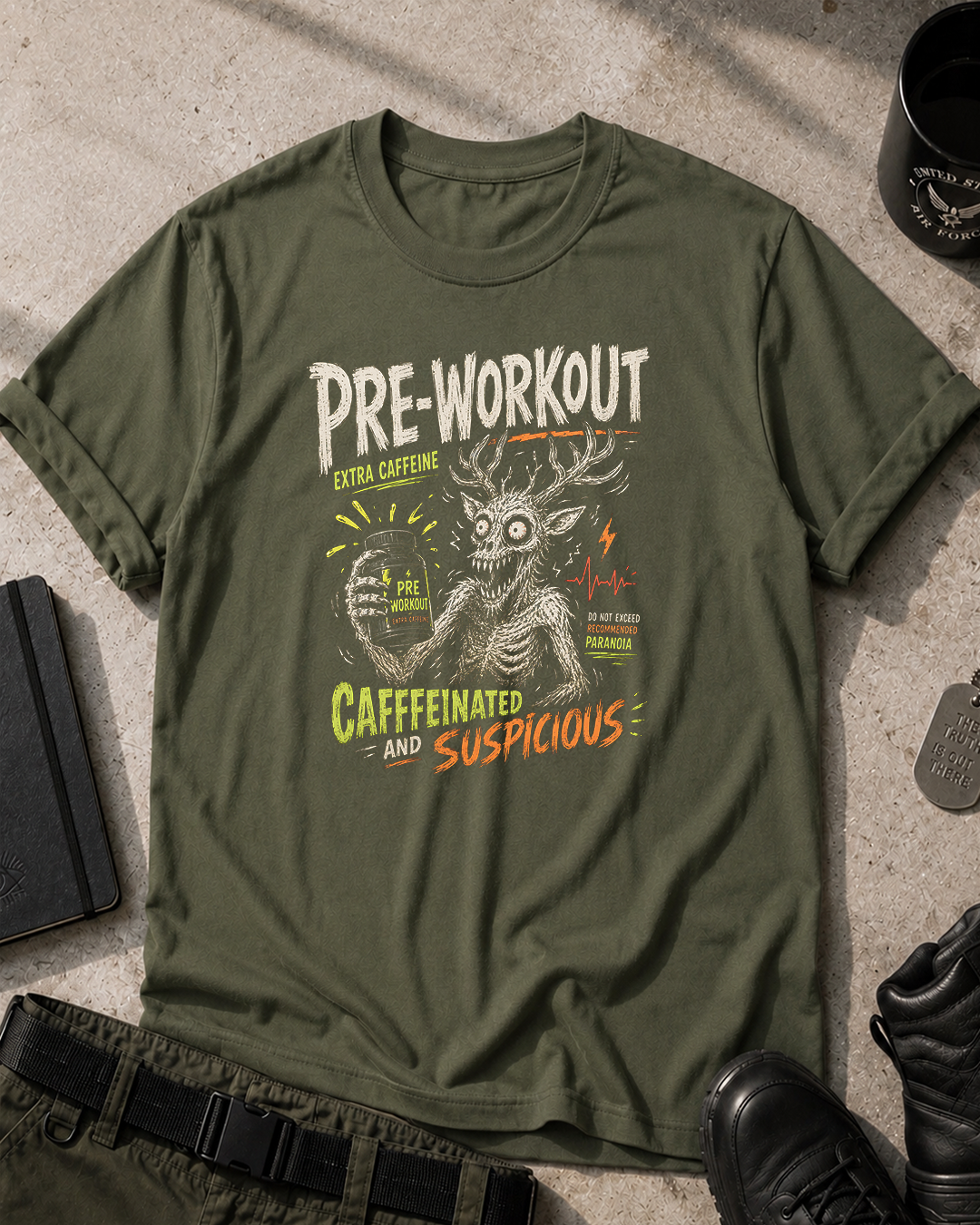 Pre-Workout Caffeinated Wendigo T-Shirt Printify