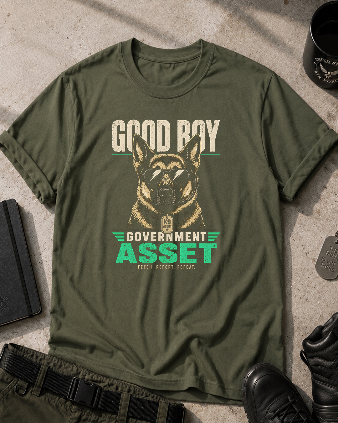 Good Boy Government Asset T-Shirt Printify