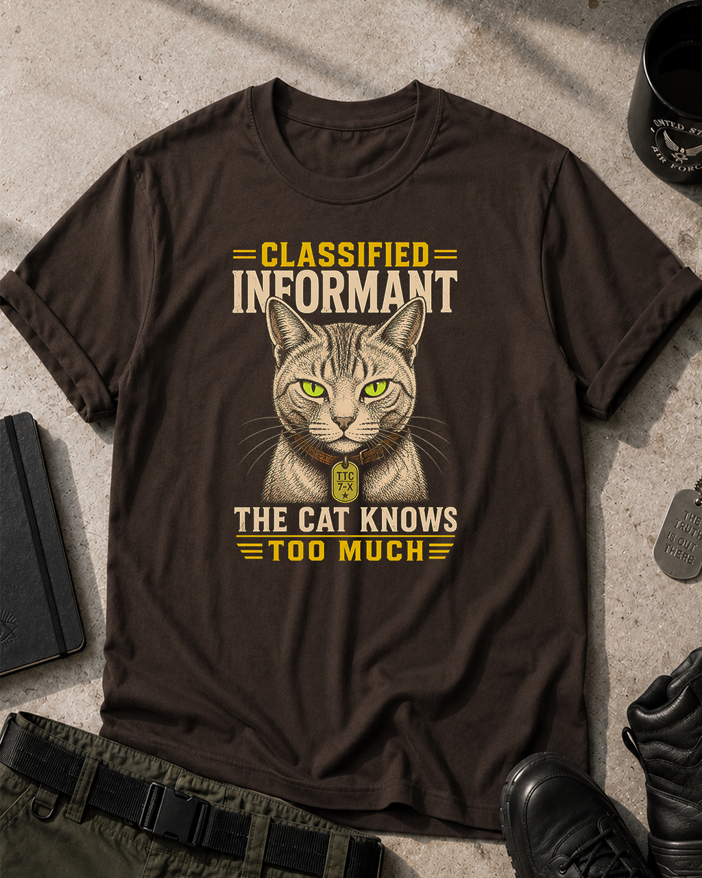 Classified Informant Cat T-Shirt Printify
