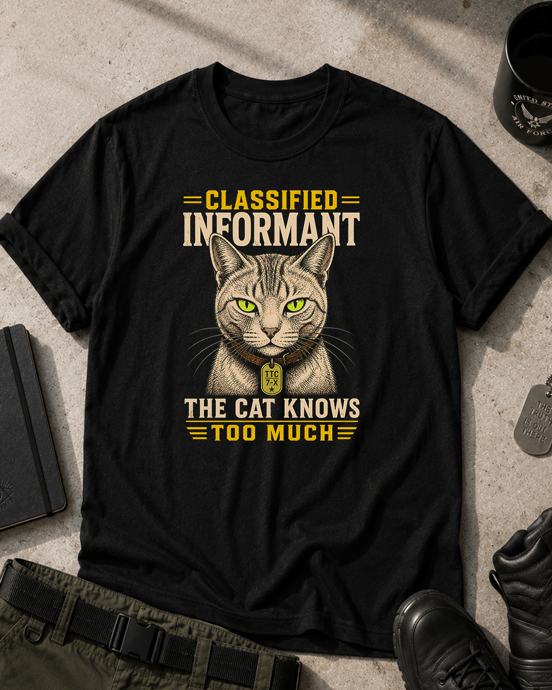 Classified Informant Cat T-Shirt Printify