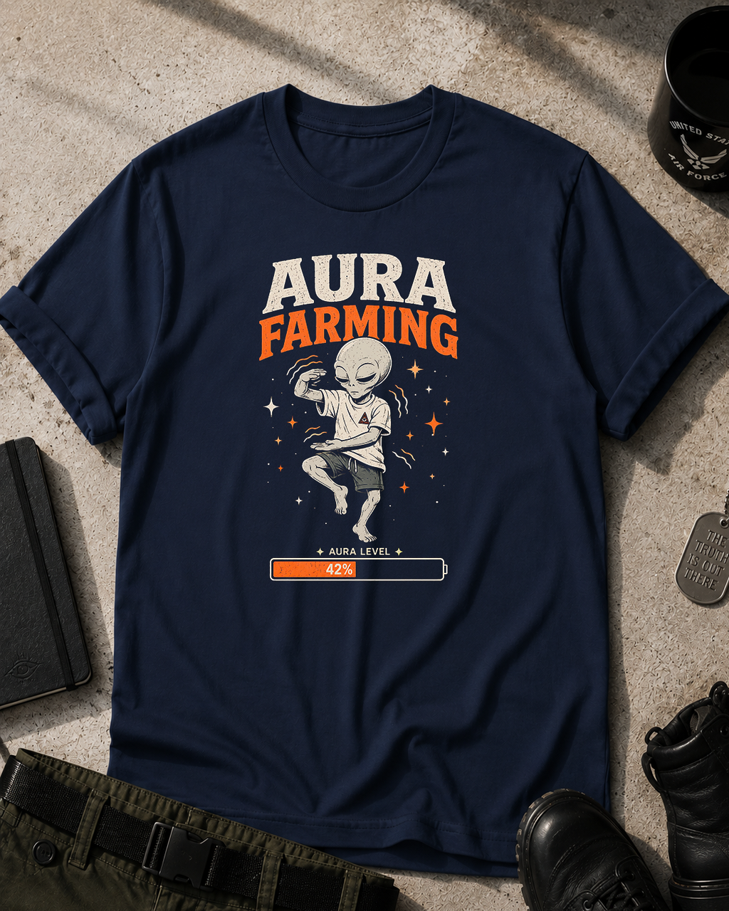 Funny Alien Aura Farming T-Shirt