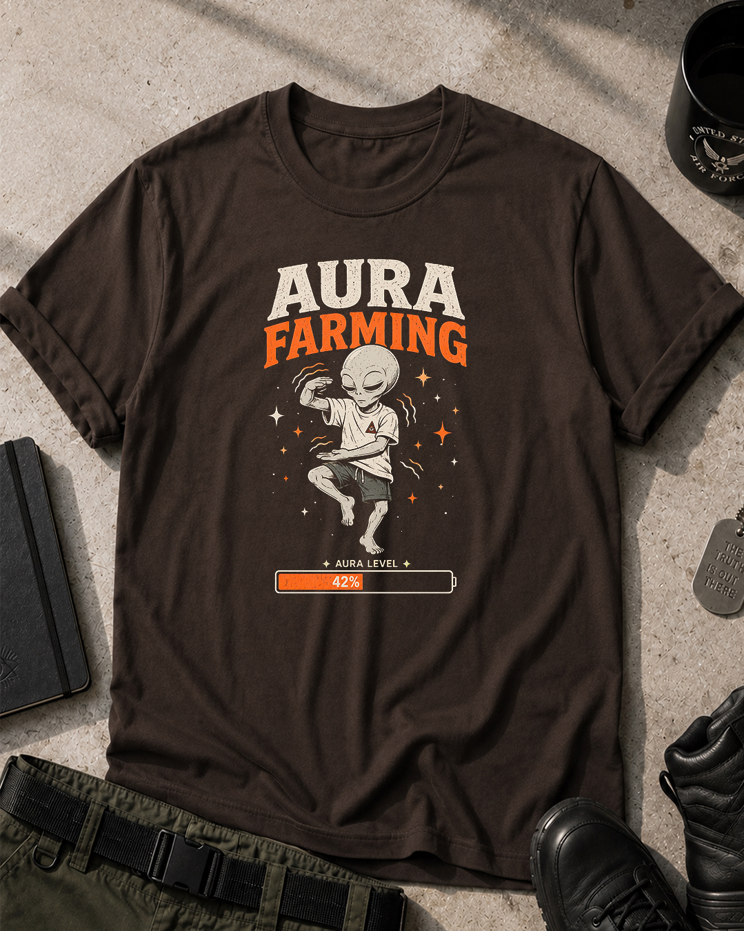 Funny Alien Aura Farming T-Shirt
