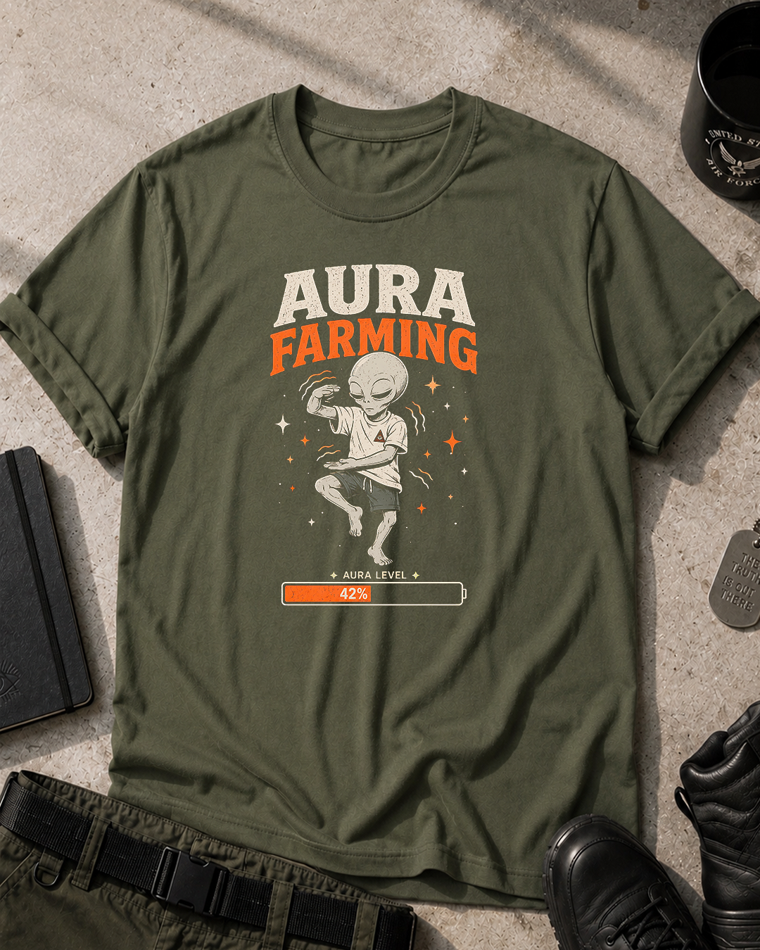 Funny Alien Aura Farming T-Shirt