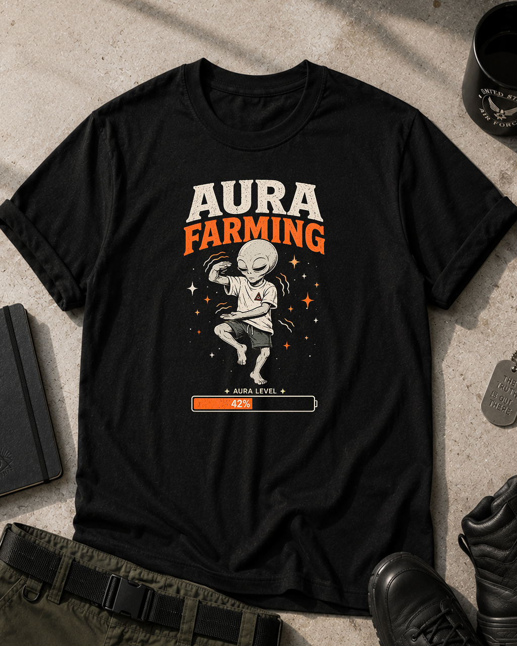 Funny Alien Aura Farming T-Shirt