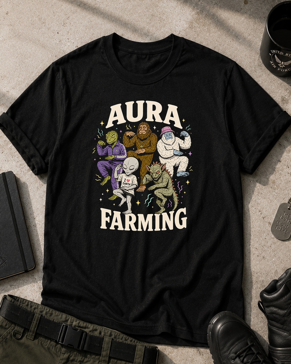 Funny Cryptid Aura Farming T-Shirt
