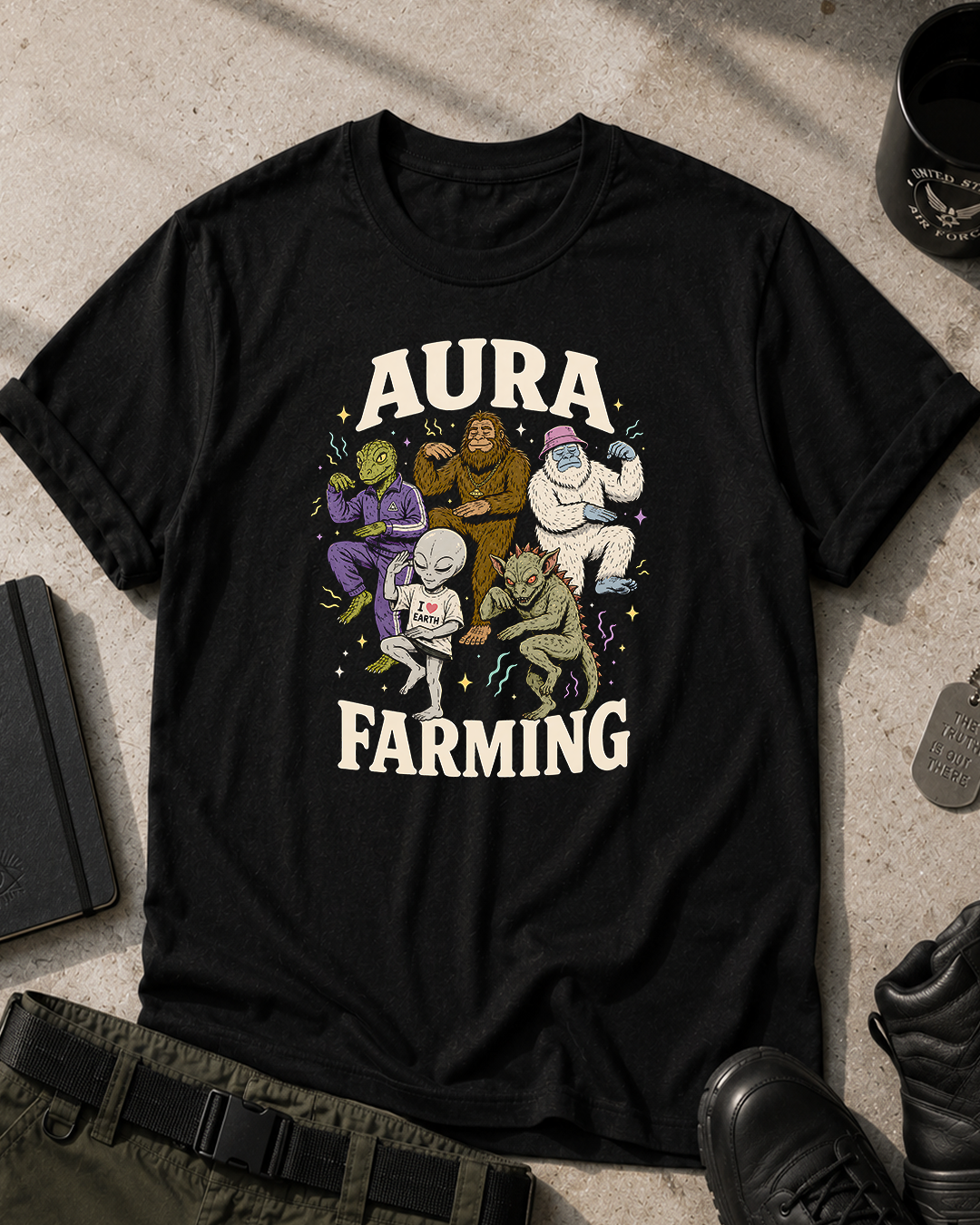 Funny Cryptid Aura Farming T-Shirt