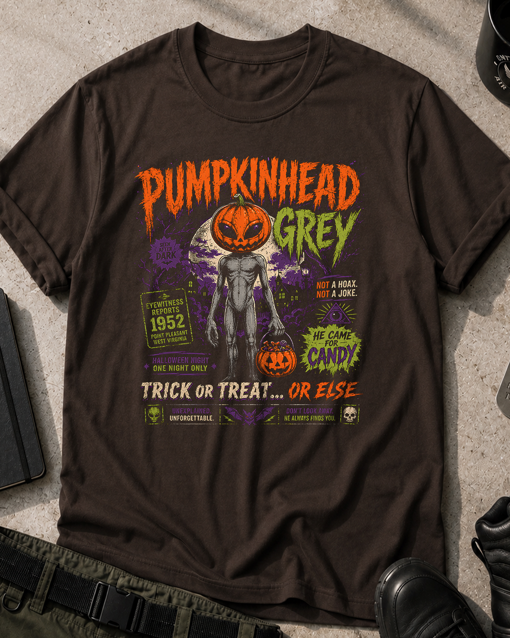 Pumpkinhead Grey Halloween T-Shirt