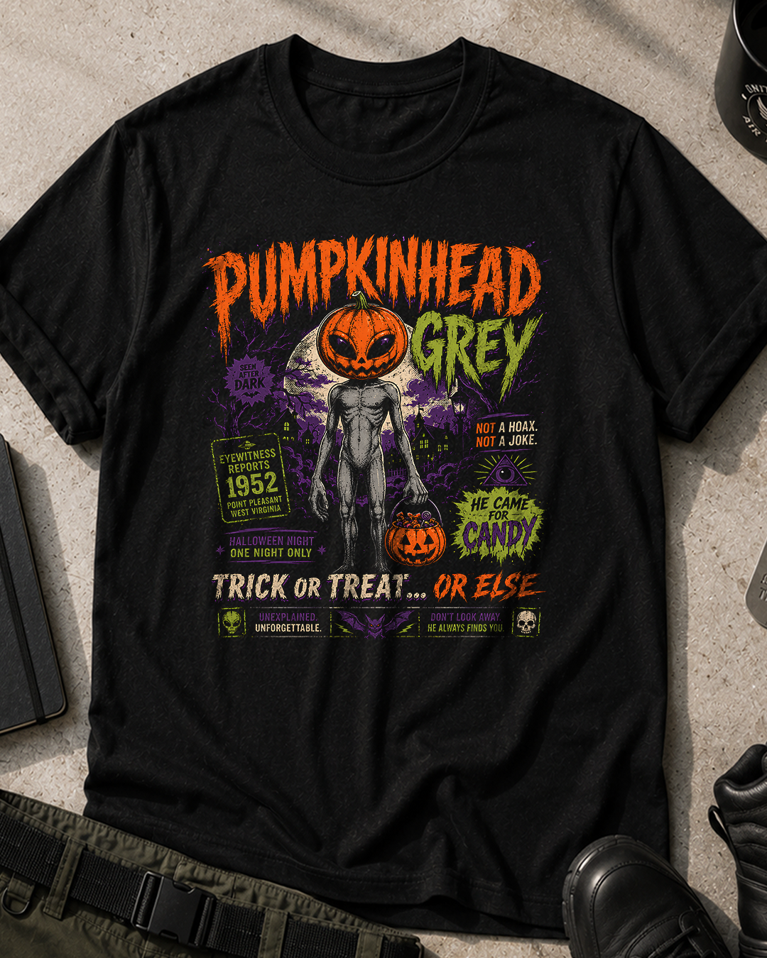 Pumpkinhead Grey Halloween T-Shirt