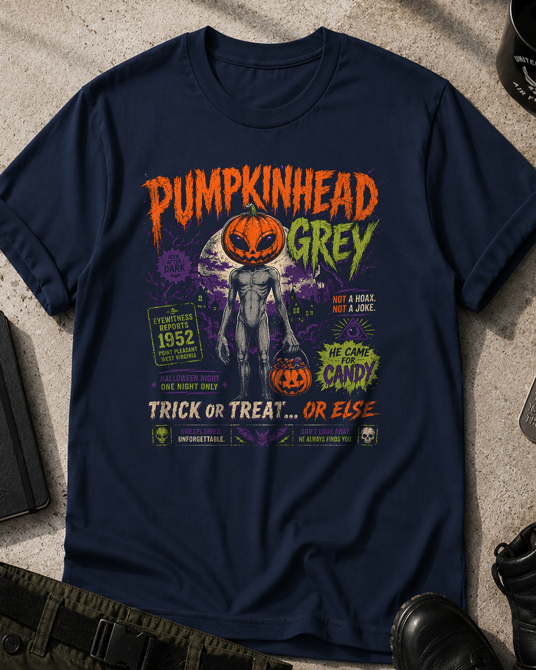 Pumpkinhead Grey Halloween T-Shirt