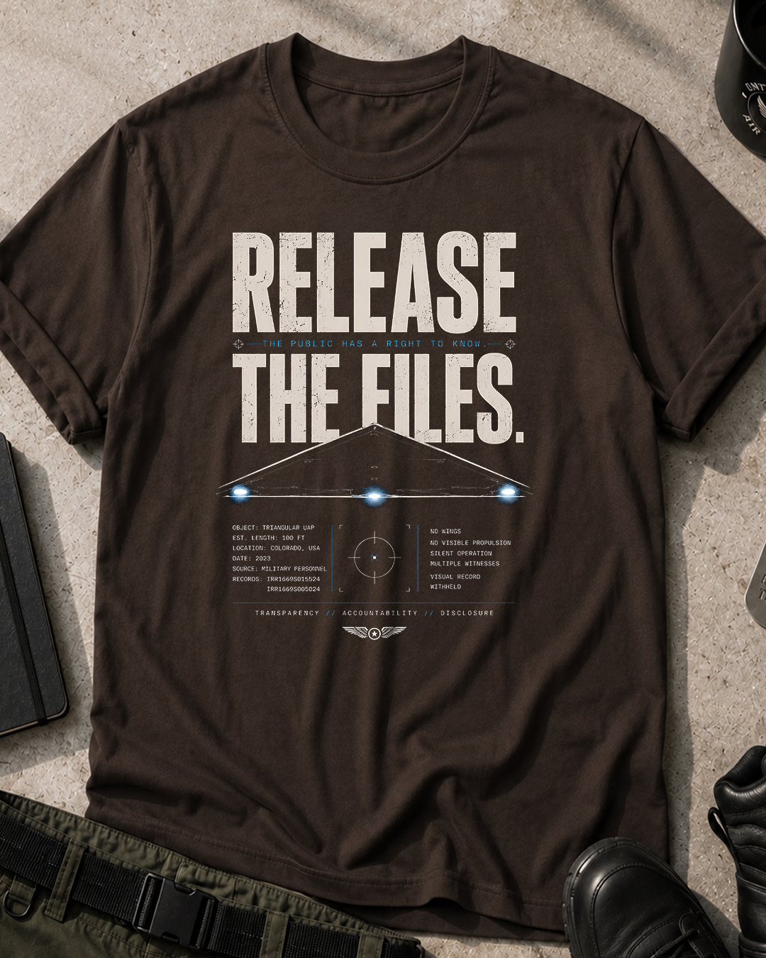 Release the Files Triangular UFO T-Shirt