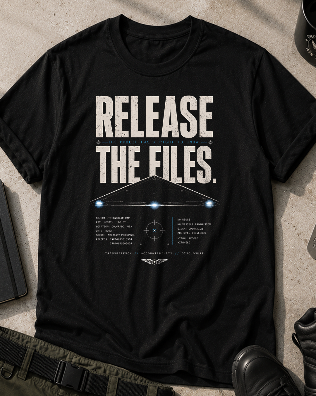 Release the Files Triangular UFO T-Shirt