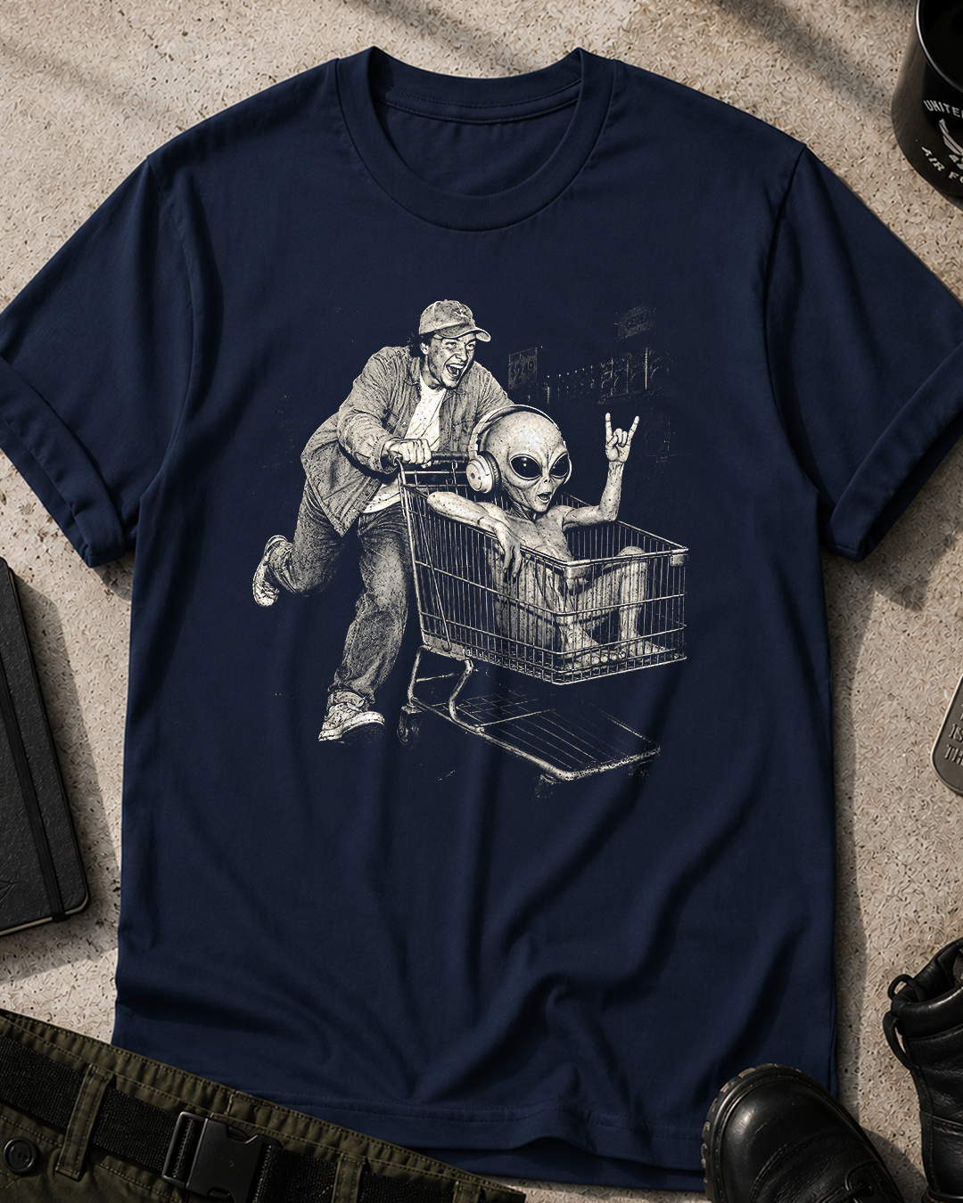 Alien Shopping Cart Funny T-Shirt