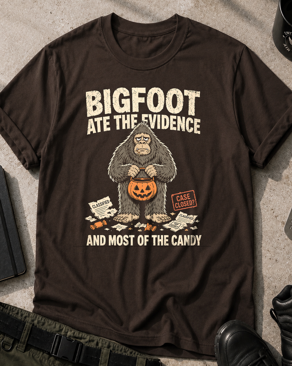 Bigfoot Ate The Evidence Halloween T‑Shirt