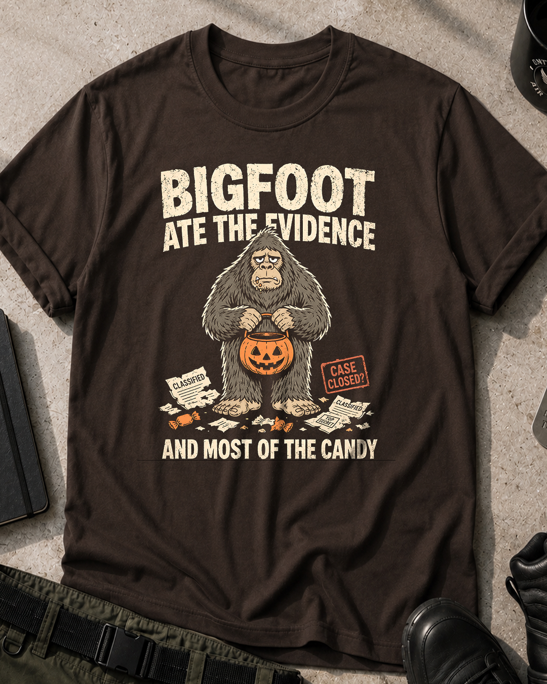 Bigfoot Ate The Evidence Halloween T‑Shirt