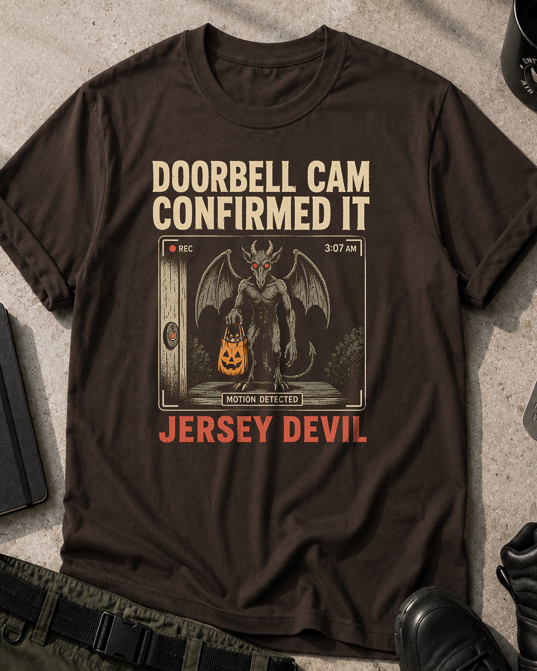Doorbell Cam Jersey Devil Halloween T‑Shirt