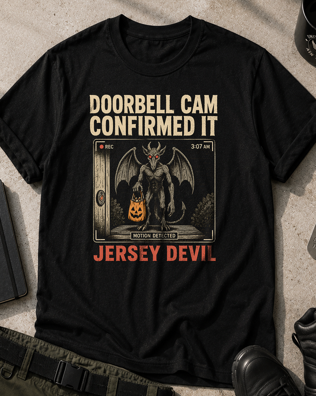 Doorbell Cam Jersey Devil Halloween T‑Shirt