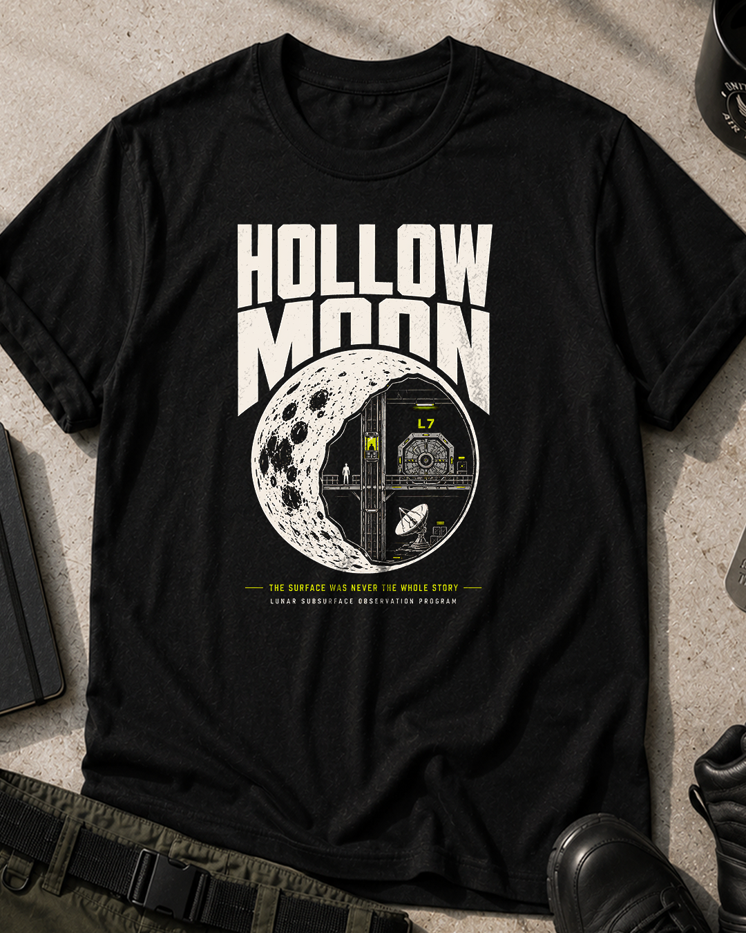 Hollow Moon Retro Graphic T-Shirt