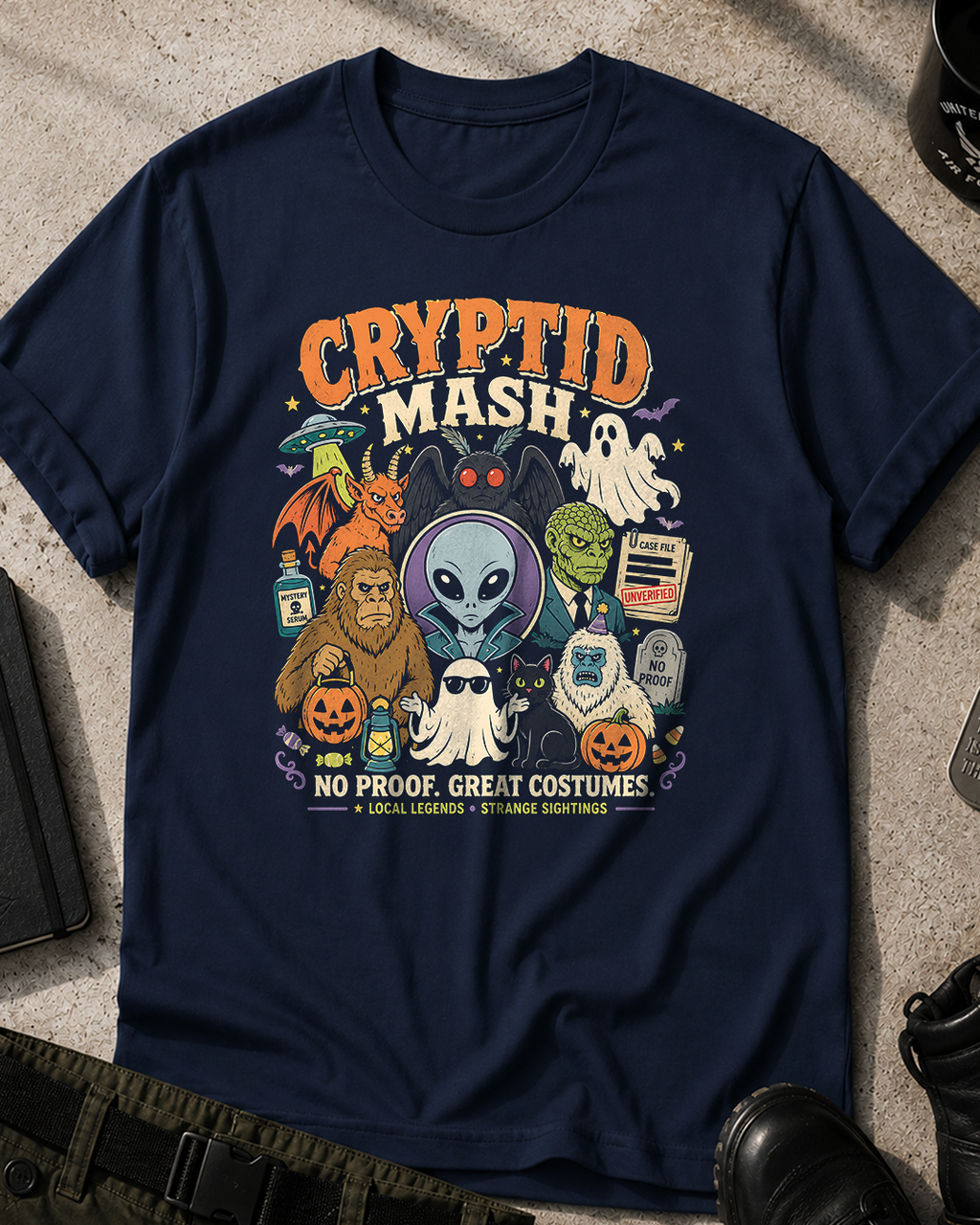Cryptid Mash Spooky Halloween T‑Shirt