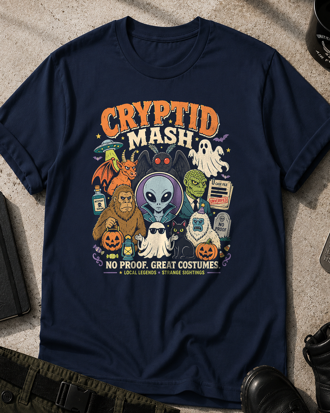 Cryptid Mash Spooky Halloween T‑Shirt