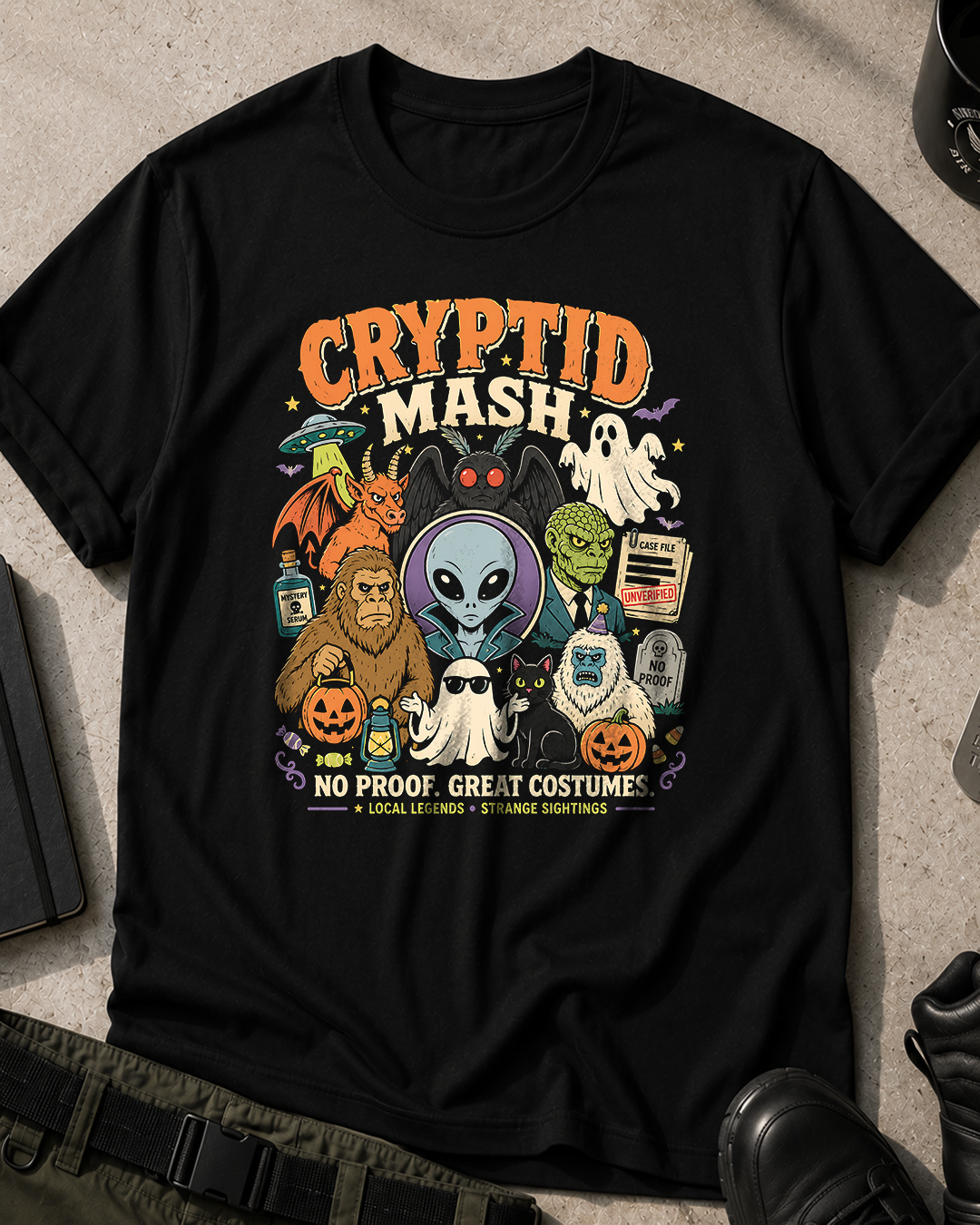 Cryptid Mash Spooky Halloween T‑Shirt