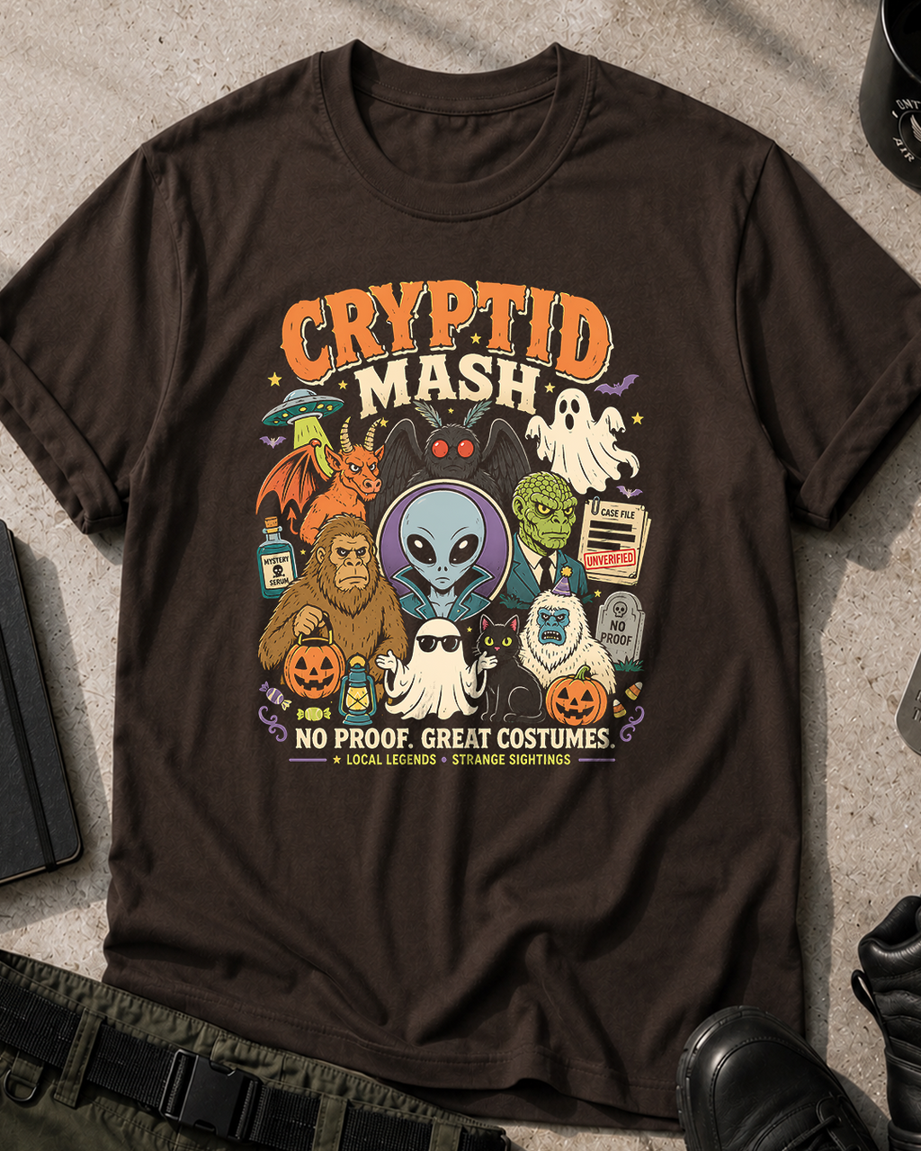 Cryptid Mash Spooky Halloween T‑Shirt
