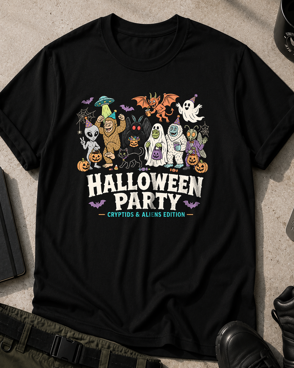 Aliens and Cryptids Halloween Party T-Shirt