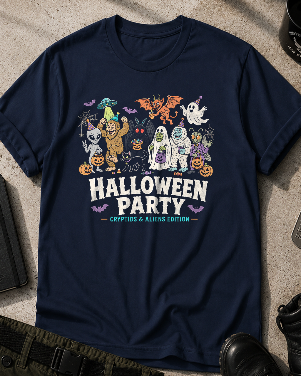 Aliens and Cryptids Halloween Party T-Shirt